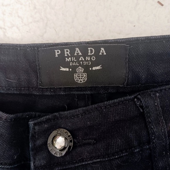 Prada BLACK Jeans MILANO Italy Sz 27  Embelished Jewels Pockets Straight Y2k - Picture 10 of 16
